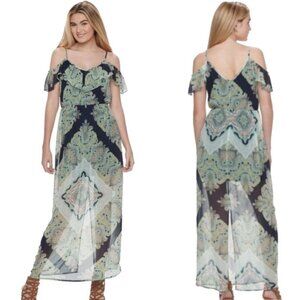 LILY ROSE Paisley Cold-Shoulder Maxi Dress M